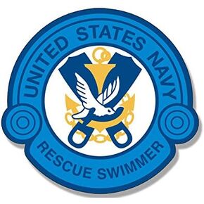Blue Navy Rescue Swimmer Insignia Shaped Sticker (Naval air Logo Vinyl Decal (3in) USN Licensed