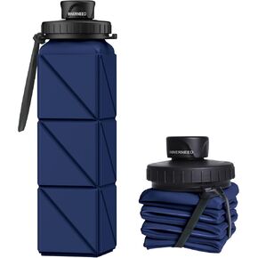 INNERNEED Collapsible Water Bottle, Reuseable BPA Free Silicone Foldable Water Bottles for Travel Gym Camping Hiking, 20.6 fl.oz, Portable, Food-Grade, Leak Proof (1 Pack, Purple)