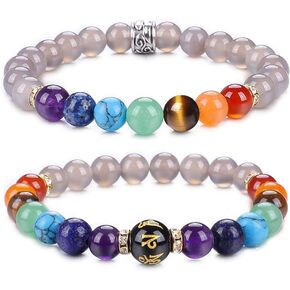 KSQS Chakra Bracelets for Women, Yoga Healing Gemstone Bracelet for Anxiety, Crystal Meditation Energy Balancing Bracelets