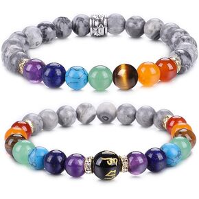 KSQS Chakra Bracelets for Women, Yoga Healing Gemstone Bracelet for Anxiety, Crystal Meditation Energy Balancing Bracelets