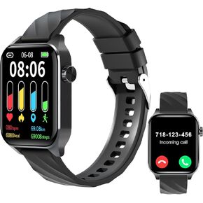 Fitness Tracker (Answer/Make Calls), 1.85" Smart Watch with 24/7 Heart Rate, Blood Oxygen Monitor, Sleep Tracker, 100+ Sport Mode, IP68 Waterproof Activity Tracker, Compatible with iOS & Android,Black