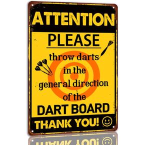 Attention! Please Throw Darts In The General Direction Of The Dart Board Thank You Tin Sign Man Cave Bar Wall Decor Metal Signs 8x12 Inch