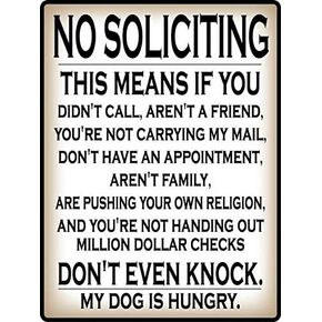 ZMKDLL Funny Metal Sign Do Not Knock No Soliciting Warn 12"x8"