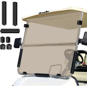 Golf Cart Foldable Windshield 3/16" (5MM) Thicken Only Fits 1995-2003 Yamaha G14 G16 G19, Fits 1"×1" Strut Rail Front Folding Acrylic Windshield Replacement