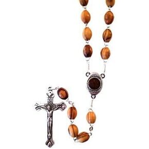 Holy Land Imports Olive Wood Rosary with Soil from Bethlehem