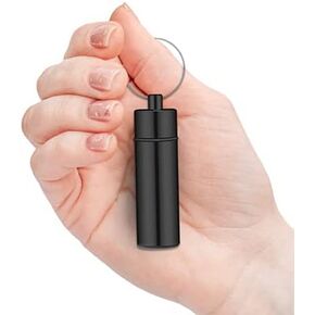Portable Mini Travel Pill Box Medicine Vitamin Holder Case Bottle Container Organizer Dispenser Reminder - Refillable for Travel - Black