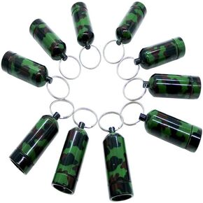 Artkingdome Set of 10 Metal Pill Box Cartridge Aluminum Alloy Cans Earplugs Outdoor Medicine Organizer Small First Aid Holder Pill Container Bottle Camouflage Keychain