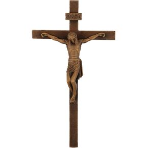 DevotedWalls Handmade Cross Wall Decor, White Crucifix Spiritual Gift, Stone Finish 9 inch Heigh Wall Crosses, Jesus Cross Sculpture,Hand Painted Catholic Crucifix