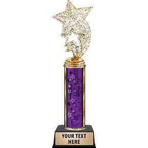 Crown Awards Glitter Star Rocket Trophies, Personalized Purple Glitter Star Rocket Trophy with Custom Engraving Prime