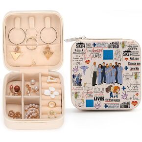 Funny Doctor Anatomy Fans Merchandise TV Show Inspired Grey Sloan Memorial Hospital Travel Jewelry Case Gifts for Women Girls Best Friend Sister Holder Organizer Jewelry Box
