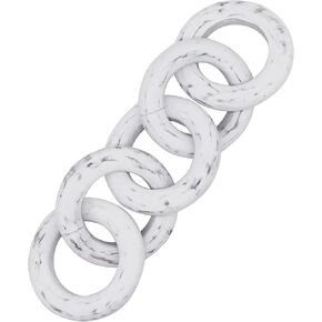 CVHOMEDECO. Rustic Round Wood Chain Link Decor Farmhouse Hand Carved Wood Link for Home, Wall, Table or Shelf décor accents (Distressed Grey)