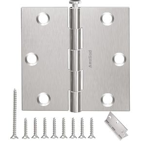 Door Hinges Brushed Nickel - 3 Pack Nickel Door Hinges 3.5 Inch Interior Satin Nickel Door Hinges with Square Corner - 3 1/2 Inch Silver Hardware Door Hinges for Residential Standard Door