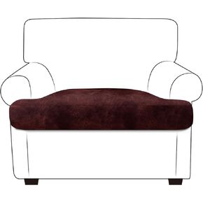 Leather-Look T-Cushion Sofa Seat Slipcovers Set, Couch Furniture Protector for Sectional, Armchair, Loveseat - Pets - Stretch Spandex Fabric (1 T-Cushion Armchair, Burgundy)
