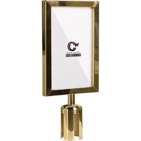 Crowd Control Warehouse Stanchion Post Top Sign Frame, 7 x 11 Inch Vertical Black Steel