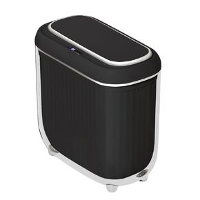 Slim Bathroom Trash Can with Lid 3.7 Gal Rechargable Smart Motion Sensor Trash Can Bedroom Automatic Touchless Garbage Can with Lid Trash Bin for Bathroom Bedroom Office Kitchen Black