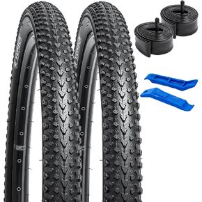 YUNSCM 2-PCS 20" Bike Tires 20 x 1.95 and 20" Heavy Duty Bike Tubes AV32mm Schrader Valve Compatible with Mountain/Off Road Bike 20x1.75 20x1.90 20x1.95 20x2.0 Bike Bicycle Tires and Tubes (P-1197A)