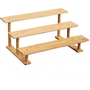 CROISSANT Bamboo and Wood 3 Tier Cupcake Stand, Food Display Risers for Party , Statues and Lego Displays, Cologne Stand, Perfume Display Stand