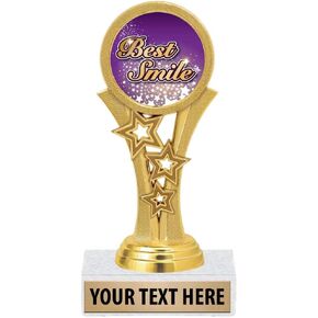 Crown Awards Best Smile Trophies, 5 1/2" Starbeam Best Smile Trophy, Engraving Included Prime