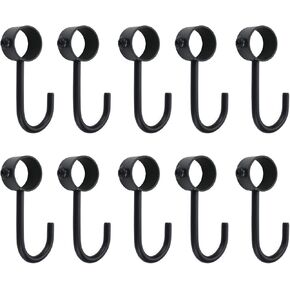 Pipe Rod Hooks Fit 3/4" Dia Rod Closet Rod Hooks Black Tube Rod Hooks for Wardrobe - 10pcs