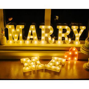 Marry Me Light Up Letters, Led Marry Me Sign for Proposal Decorations, 7PCS Light Up Letters for Romantic Wedding Sign