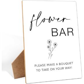 Flower Bouquet Bar Sign, 8×11 Inches Wooden Sign With Stand, Minimalist Gender Neutral Tabletop Decor for Baby Shower, Bridal Shower, Wedding Reception, Event Party Favor Supplies-15