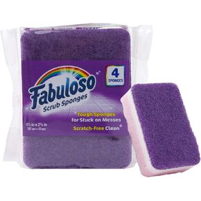 Fabuloso Sponges Rainbow 4 CT | Assorted Color Scratch-Free Sponges for Dishes and Surfaces | 4 Rainbow Dishwashing Sponges from Fabuloso for Bold and Bright Cleaning Experience in Saudi Arabia