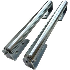Long Roller with Bracket Set | 16" Length, 1.5" Diameter Conveyor Rollers | Galvanized Steel | Versatile Support for Roller Stands, Woodworking, and Roller Conveyors | Pack of 2