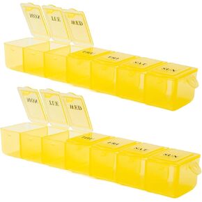 2 Pack Pill Box Weekly Pill Organizer Blue - Daily Pill Organizer, 7 Days One-Time-A-Day, Easy to Open Lids, Pop Up Compartments, Portable for Travels - Safe Material by December Springs