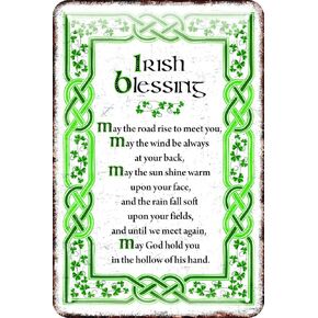KDLY Irish Blessing Metal Sign Celtic Knot Design Wall Plaque Decor 12"x8"