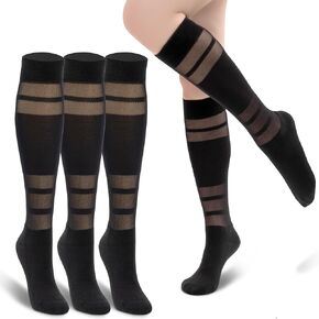 Youneedthat Cushioned Knee High Socks Women, Comfort and Fatigue Relief, Reinforced Seamless Toe, 3 Pairs
