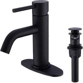 TRUSTMI Brass Single Lever Single Hole Bathroom Basin Sink Faucet with Pop Up Drain Assembly and 6-Inch Hole Cover Deck Plate,Brushed Gold in Saudi Arabia