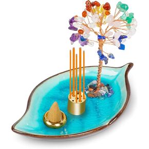 Incense Holder for Sticks, Healing Crystal Stone Money Tree Incense Burner, Ash Catcher for Yoga, Meditation and Home Decor