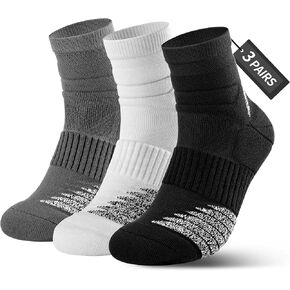 Athletic Ankle Socks Quarter Running Socks,Thick Cushion Padded,Anti-Blister,Seamless,Arch support,Gym,Tennis,3 Pairs