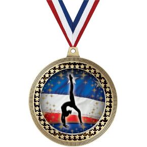 2.75" Gym Back Walkover Medal Award, Gold Vega Gym Back Walkover Team Trophy Award Includes Free Neck Ribbon Prime