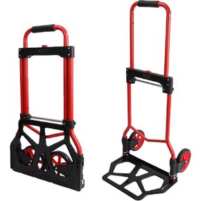Folding Hand Truck，3.8kg Aluminum Portable Trolley ，265lbs Load Capacity with Retractable Handle and Silent， Wheels for Indoor and Outdoor Movement(Silver)