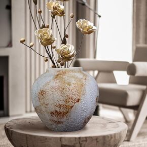 Black Rustic Ceramic Vase Vintage Flower Vase,13.4 Inch Pottery Terracotta Tall Floor Vase Farmhouse Rustic for Minimalism Home Decor Aesthetic Centerpiece Living Room Bedroom Wedding