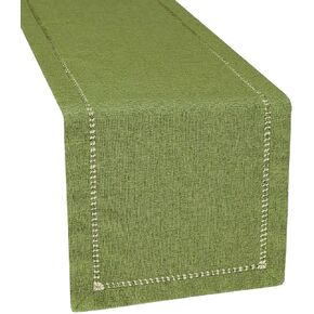 Grelucgo Double-hemstitched Farmhouse Rustic Solid Olive Green Table Runner (14x48 inches)