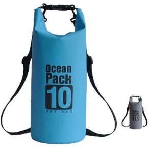 Floating Waterproof Dry Bag Backpack 5L/10L/20L, Roll Top Sack for Kayaking, Rafting, Boating, Swimming, Camping, Hiking, Beach, Fishing (Blue, 10L)