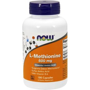 NOW Foods Supplements, L-Methionine 500 mg with Vitamin B-6, Supports Detoxification*, Amino Acid, 100 Capsules