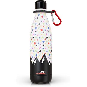 Stainless Steel Water Bottle 500ml Rock Climbing Thermal Drinks Sports Bottle Insulated Camping Gym Bouldering Gift for Climber Leak Proof Flask Carabiner 24hrs Cold 12hrs Hot Hydration Eco