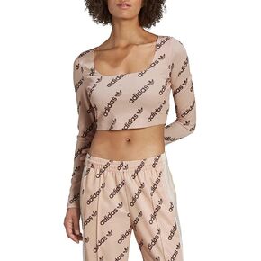 Adidas Monogram Crop Top Long-Sleeve Womens Active Shirts & Tees