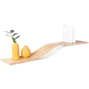 Floating shelves with hidden mount, Wall Shelf with white decor, modern furniture made of natural Wood, geometric wooden shelf as office bathroom storage bedroom wall decor (Walnut, 60 cm (23.6inch))