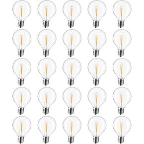 25 حزمة من مصابيح الإضاءة البديلة C7 LED، مصابيح LED مقاومة للكسر لشموع النوافذ والثريات، قاعدة لولبية E12، 0.6 وات يعادل 7 وات لمبات متوهجة، أبيض دافئ 2200 ك
