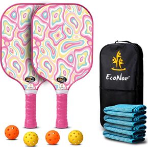EcoNour Pickleball Paddles | USAPA Approved Lightweight Fiberglass Indoor & Outdoor Pickleball Set | Anti-Slip Pickle Ball Rackets | Pickleball Set Gifts for Men and Women…