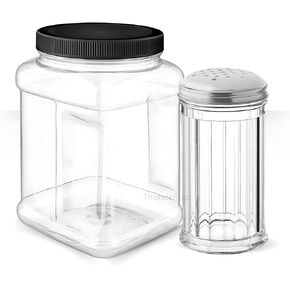 Thunder Up Sugar Shaker 12oz & Sugar Container 64oz, Sugar Pourer, Sugar Pourer Dispenser, Sugar dispenser, Cute Plastic Sugar Dispenser, Sugar Shaker for Coffee with lid, Small Sugar Shaker Dispenser