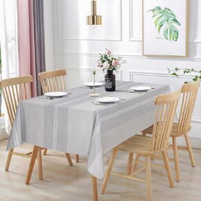 Vonabem 100% Waterproof Rectangle PVC Tablecloth, Vinyl Table Cloth Cover with Flannel Backing Oil Spill Proof Wipeable Table Cloths for Indoor Outdoor（Light Coffee，52X70IN）