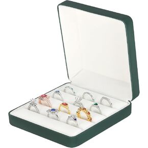 Ring Storage Organizer Box for Multiple Rings, Travel Portable Jewelry Ring Stud Earring Case, Ring Tray Holder Showcase Display Case (Deep Blue)
