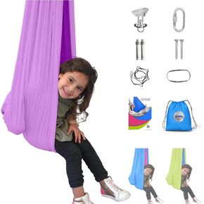 AWA Sensory Swing Indoor for Kids & Adults with Special Needs (Includes Hardware) Indoor Swing for Kids & Adults with Autism, ADHD, and Sensory Processing Challenges (Green/Blue)