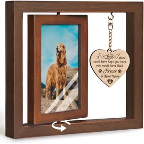 Dog and Cat Memorial Picture Frame Gifts, Rotating Floating Memorial Pet Gift Picture Frame, Pet Memorial Gifts for Dog Cat Owner, Sympathy Gifts for Loss of Dog Cat, Pet Dog Cat Footprint Gift Photo Frames 4x6-26