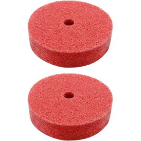 Create idea 2pcs Fiber Nylon Polishing Wheel 3inch Buffing Wheel Scouring Pad for Angle Grinder Metal Wood Plastic Polisher 75x20x10mm K240, Red